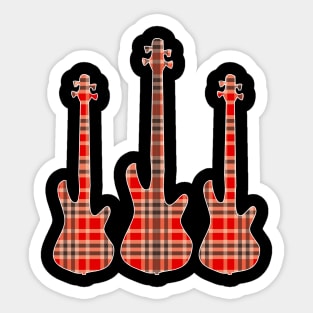 Red Black Plaid Matching Christmas Pattern Bass Player Sticker